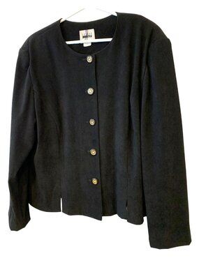 Vintage Leslie Fay Womens 18 Black Jacket Fancy Buttons Quiet Luxury Old Money